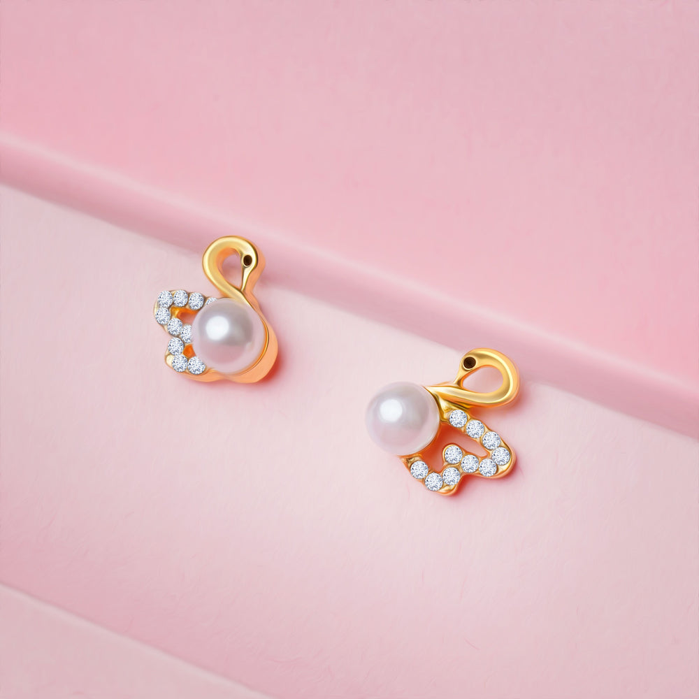 Gold Swan shaped Stud Earrings|Gifts for Girlfriend|Gift for Women