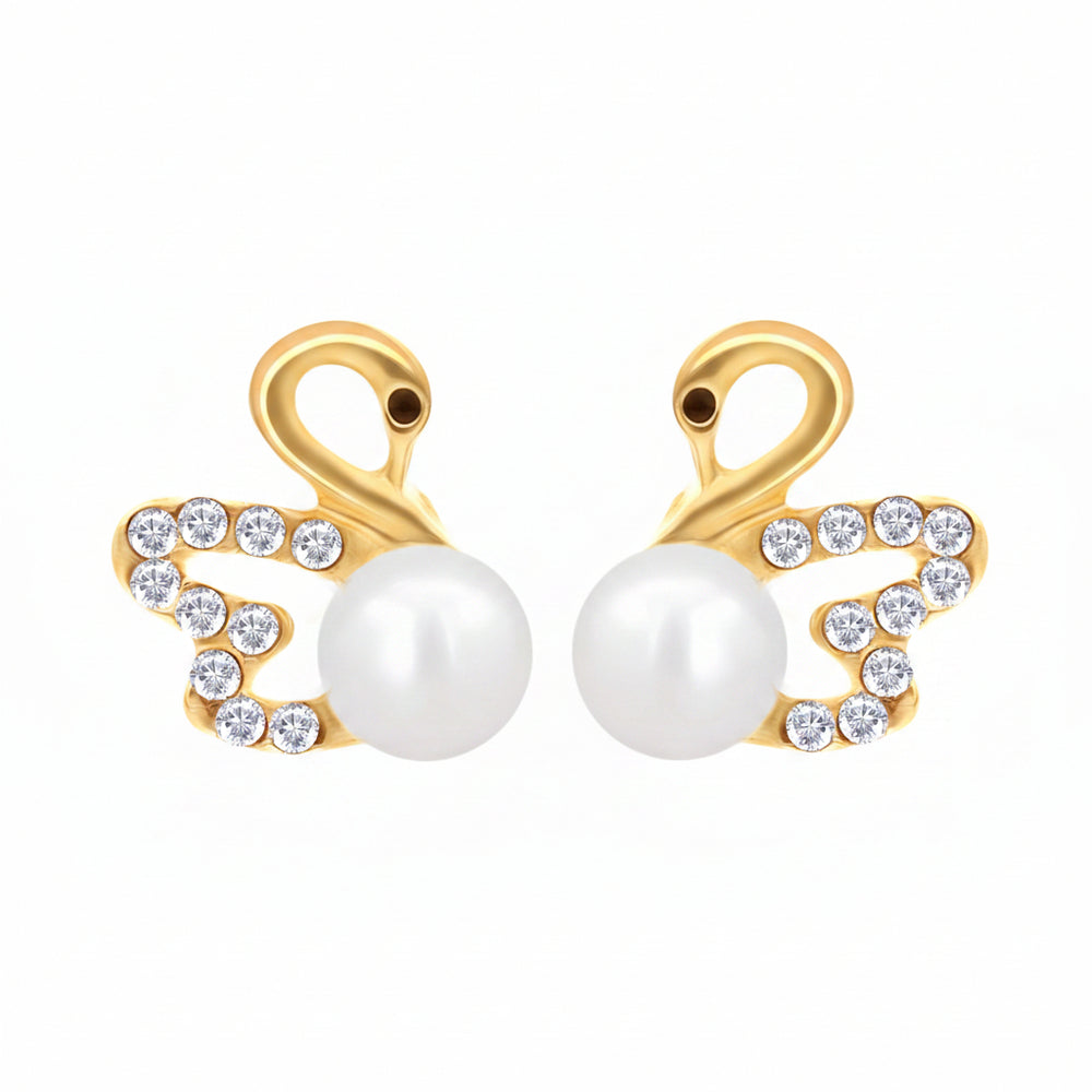 Gold Swan shaped Stud Earrings|Gifts for Girlfriend|Gift for Women