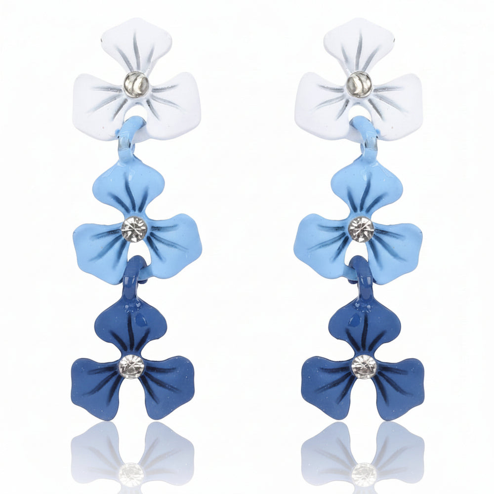 Blue Flowers Shaped Drops Earrings|Gifts for Girlfriend|Gift for Women