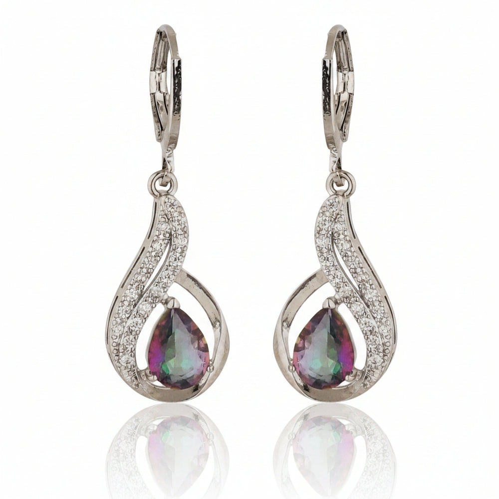 Silver Pear Dangle Drop Earrings|Gift for Girlfriend|Gift for Women Girls|