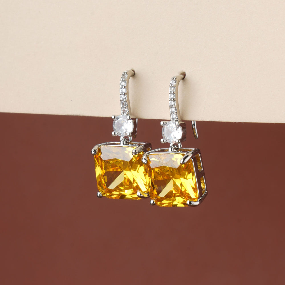 Yellow square shaped Stud Earrings|Gifts for Girlfriend|Gift for Women & Girls|