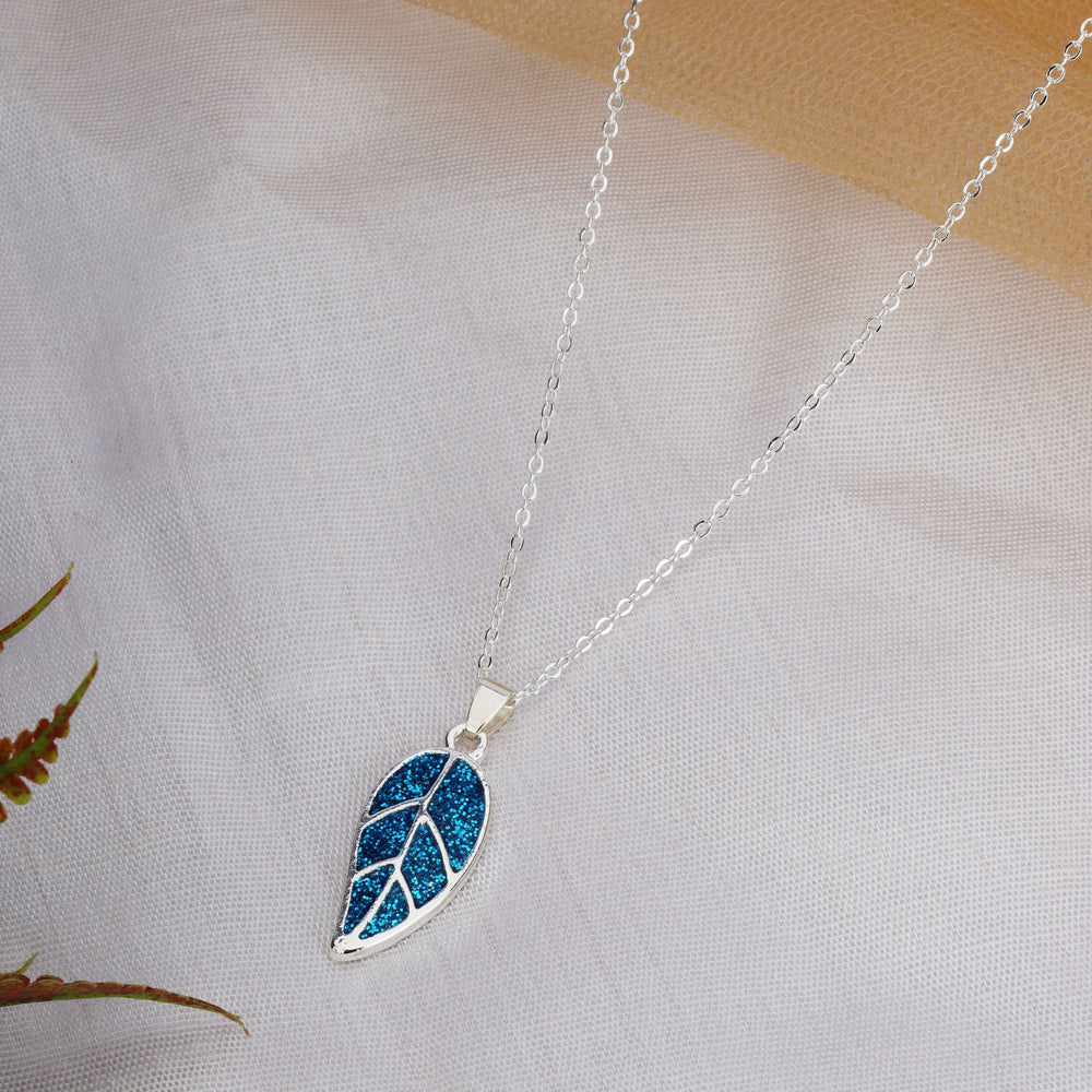 Blue Leaf Pendant for girls women | Anniversary Gift| Valentine's day Gift