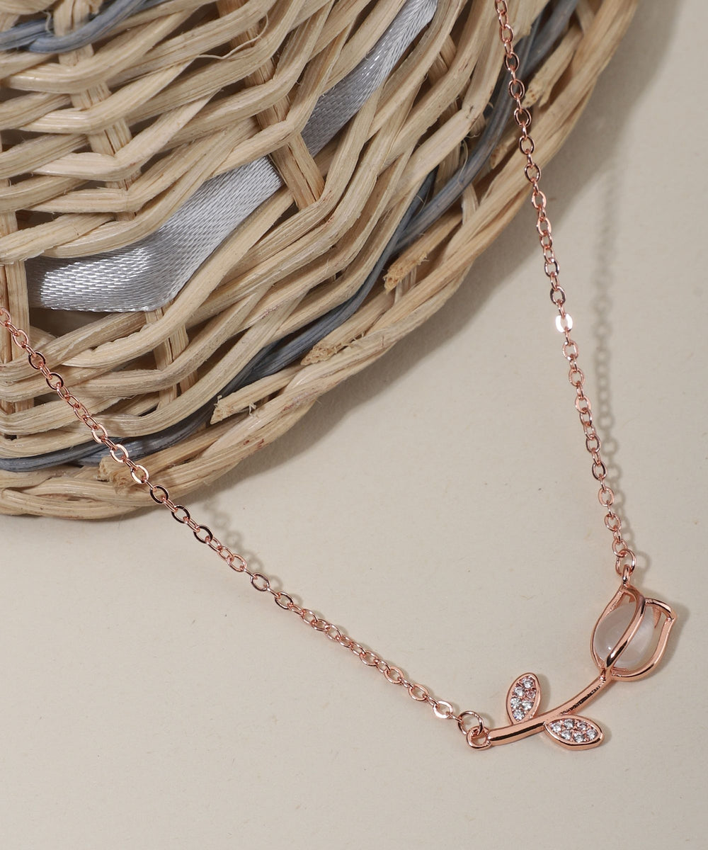 Rose Pendant Chain for Girls Women|Silver Plated|Anniversary Gift|