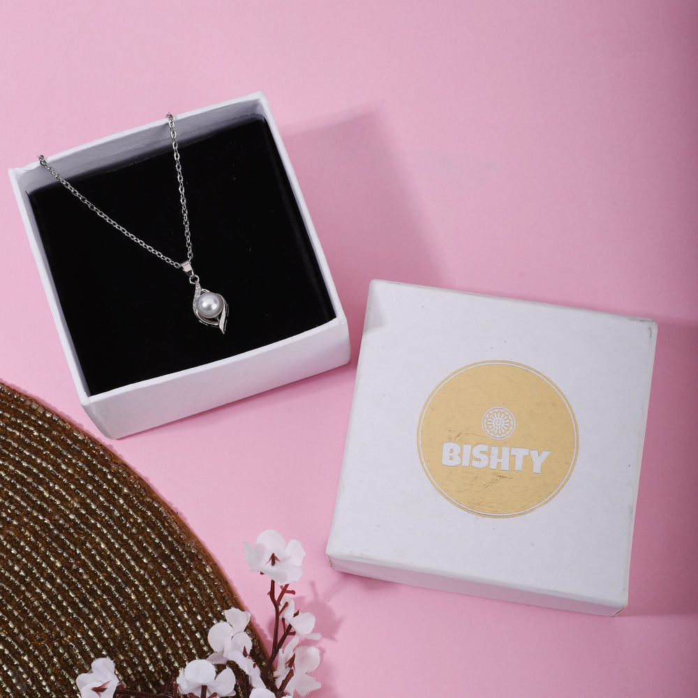 Silver Pearl pendant chain for women girls | Birthday Gift | Anniversary Gift |