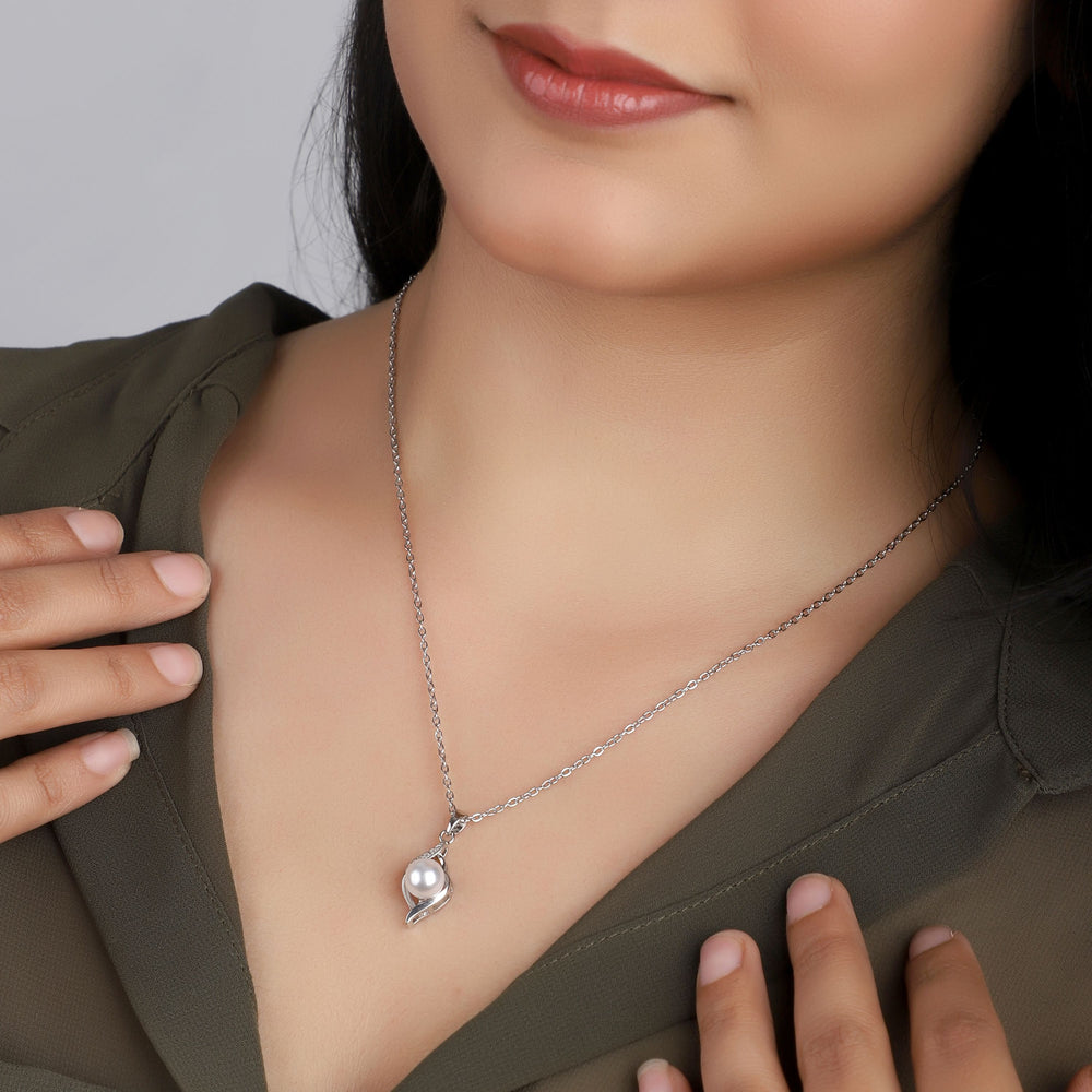 Silver Pearl pendant chain for women girls | Birthday Gift | Anniversary Gift |