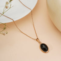 Black Opal Pendant Chain for Girls Women|Rose Gold Plated|Anniversary Gift|