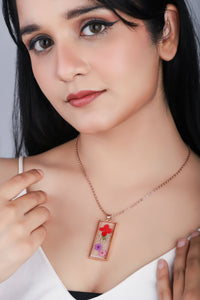 Dried Multi color Real Flower Resin Pendant chain for girls|Anniversary Gift|