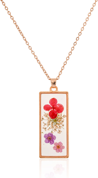 Dried Multi color Real Flower Resin Pendant chain for girls|Anniversary Gift| - Second Image