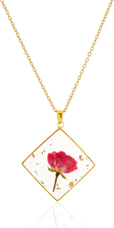 Dried Flower Resin Pendant Chain for Girls, Unique Handmade Anniversary Jewelry - Second Image