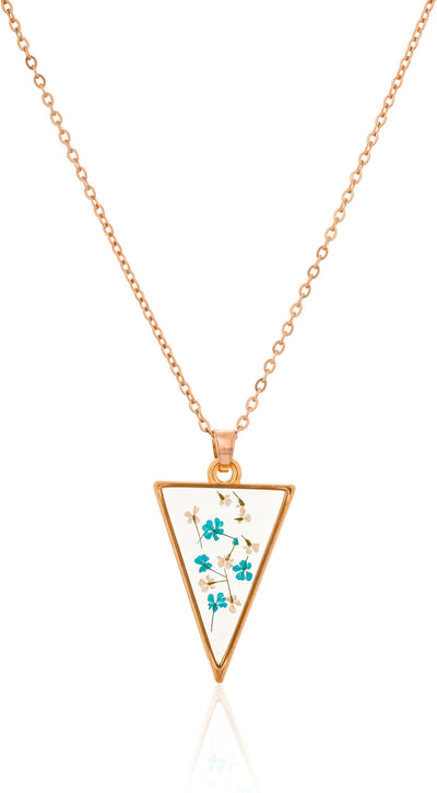 Dried Blue hydrangeas Real Flower Pendant chain for girls|Anniversary Gift| - Second Image