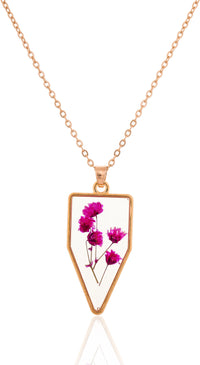 Dried Red Cardinal Real Flower Resin Pendant chain for girls
