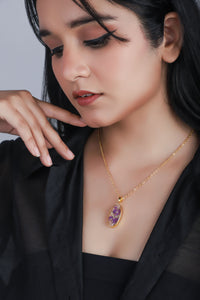 Dried hydrangeas Real Flower Resin Pendant chain for girls