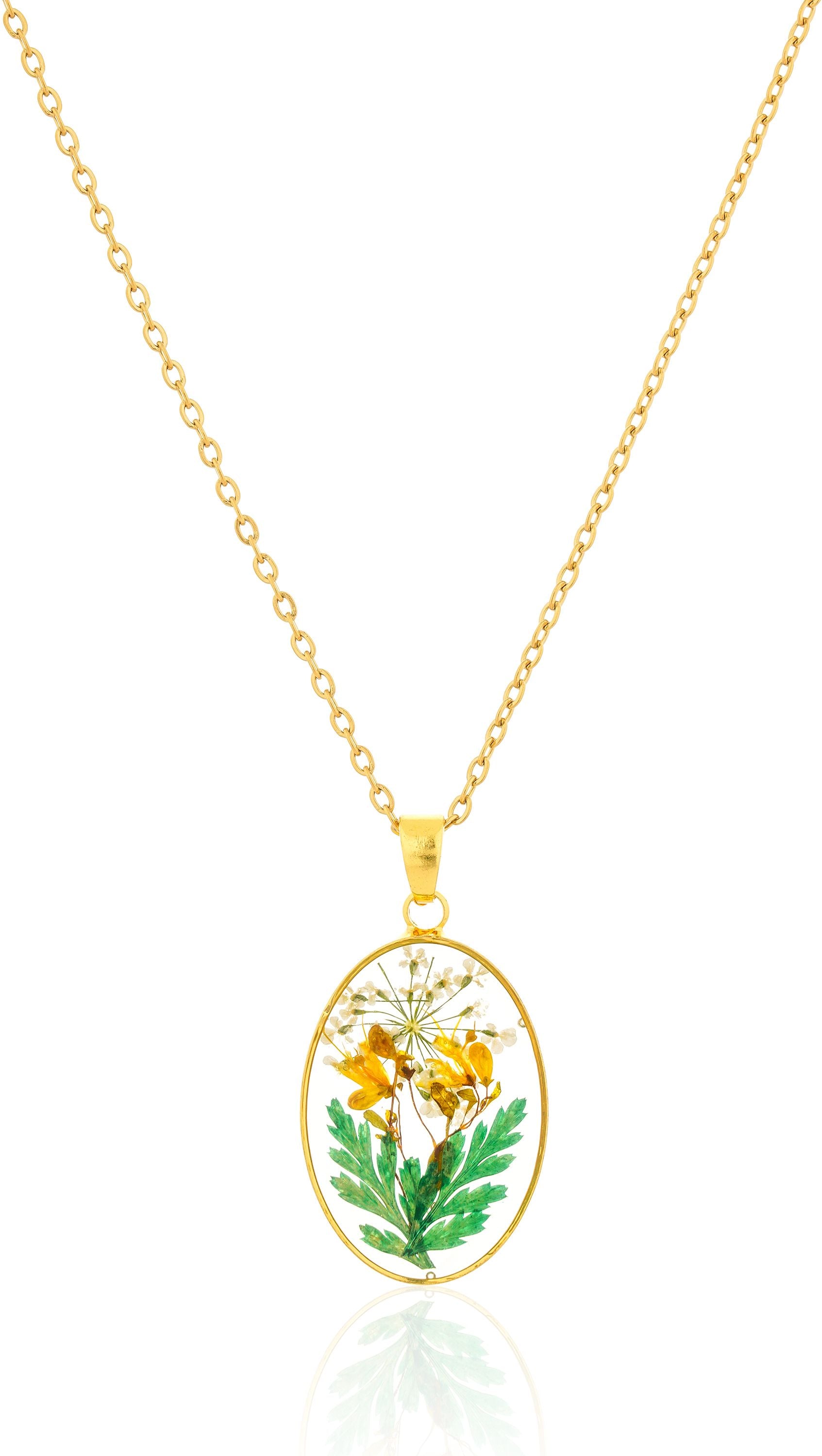 Dried Real Flower Resin Floral Pendant chain for girls