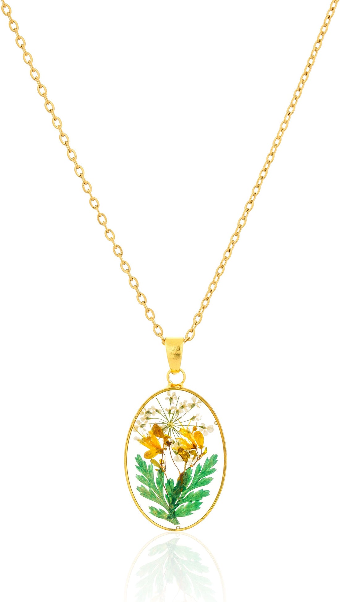 Dried Real Flower Resin Floral Pendant chain for girls