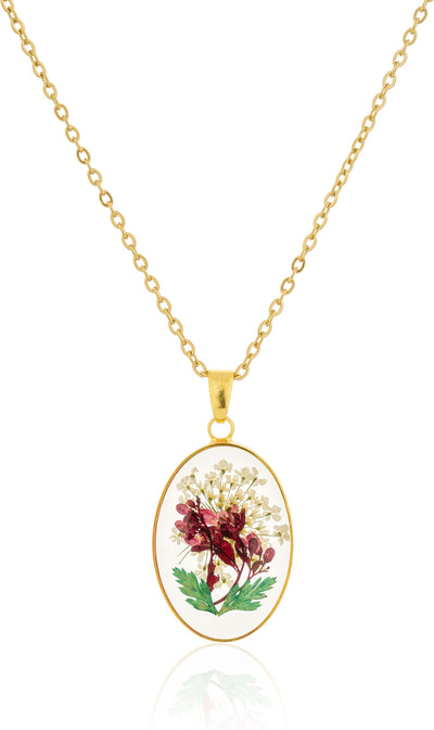 Dried Real Flower Resin Floral Pendant chain for girls - Second Image