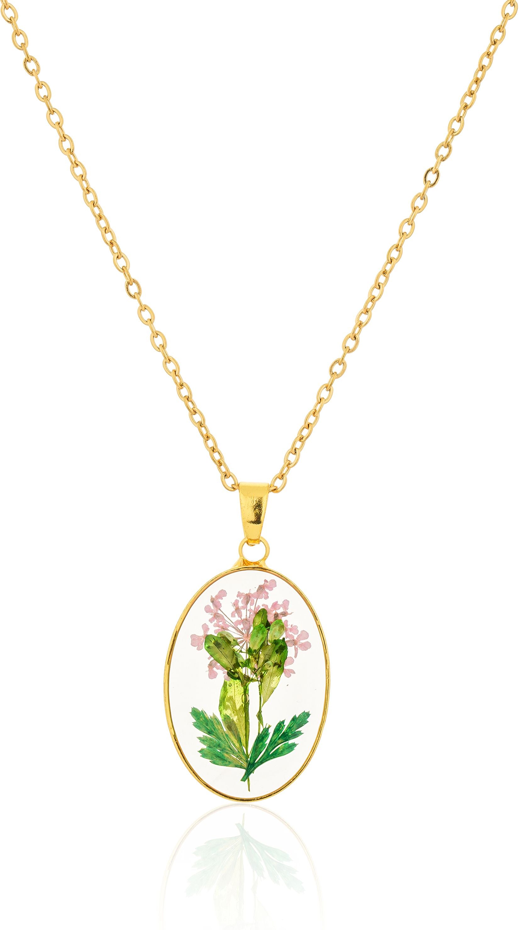 Dried Real Flower Resin Floral Pendant chain for girls