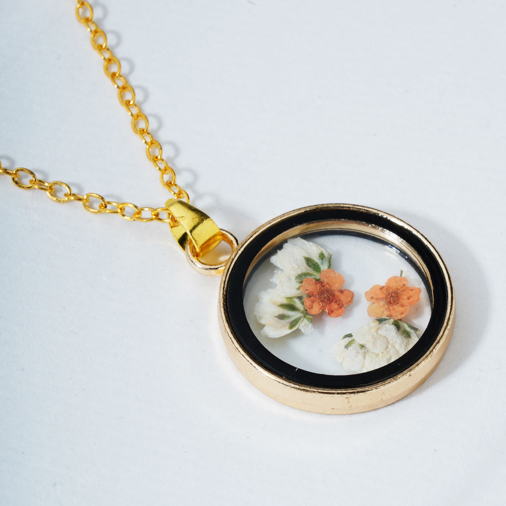 Dried Orange Tulipa Real Flower Resin Pendant chain for girls|Anniversary Gift|