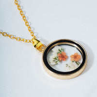Dried Orange Tulipa Real Flower Resin Pendant chain for girls|Anniversary Gift|