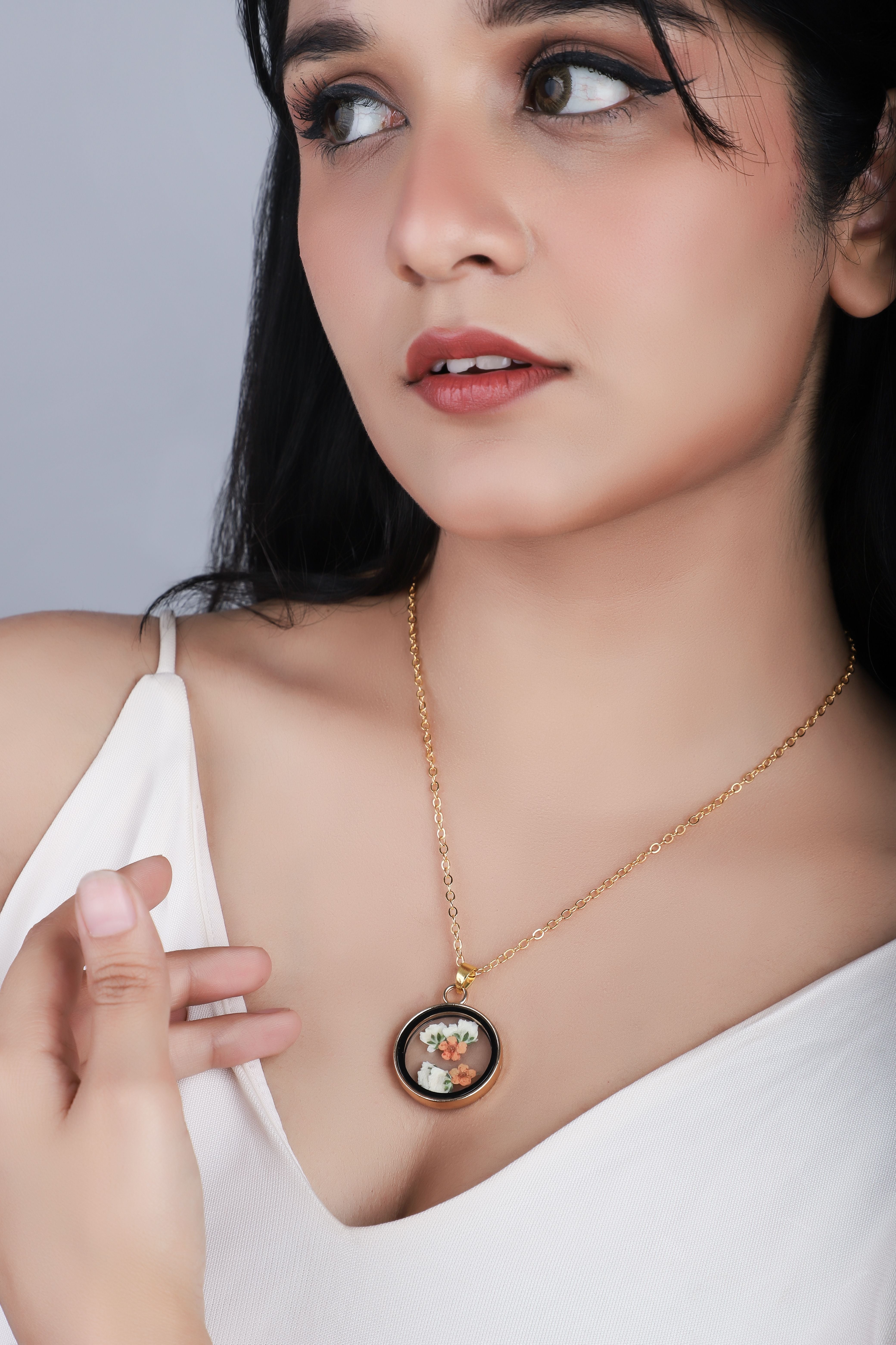 Dried Red Cardinal Real Flower Resin Pendant chain for girls|Anniversary Gift|