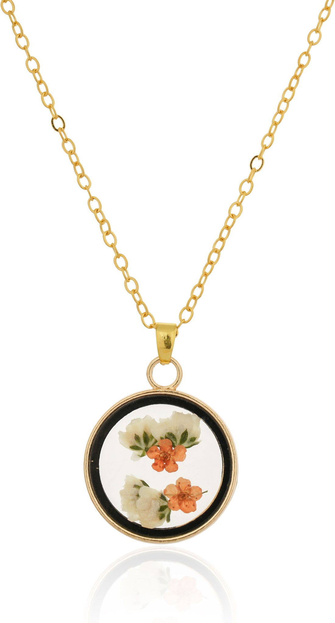 Dried Red Cardinal Real Flower Resin Pendant chain for girls|Anniversary Gift|