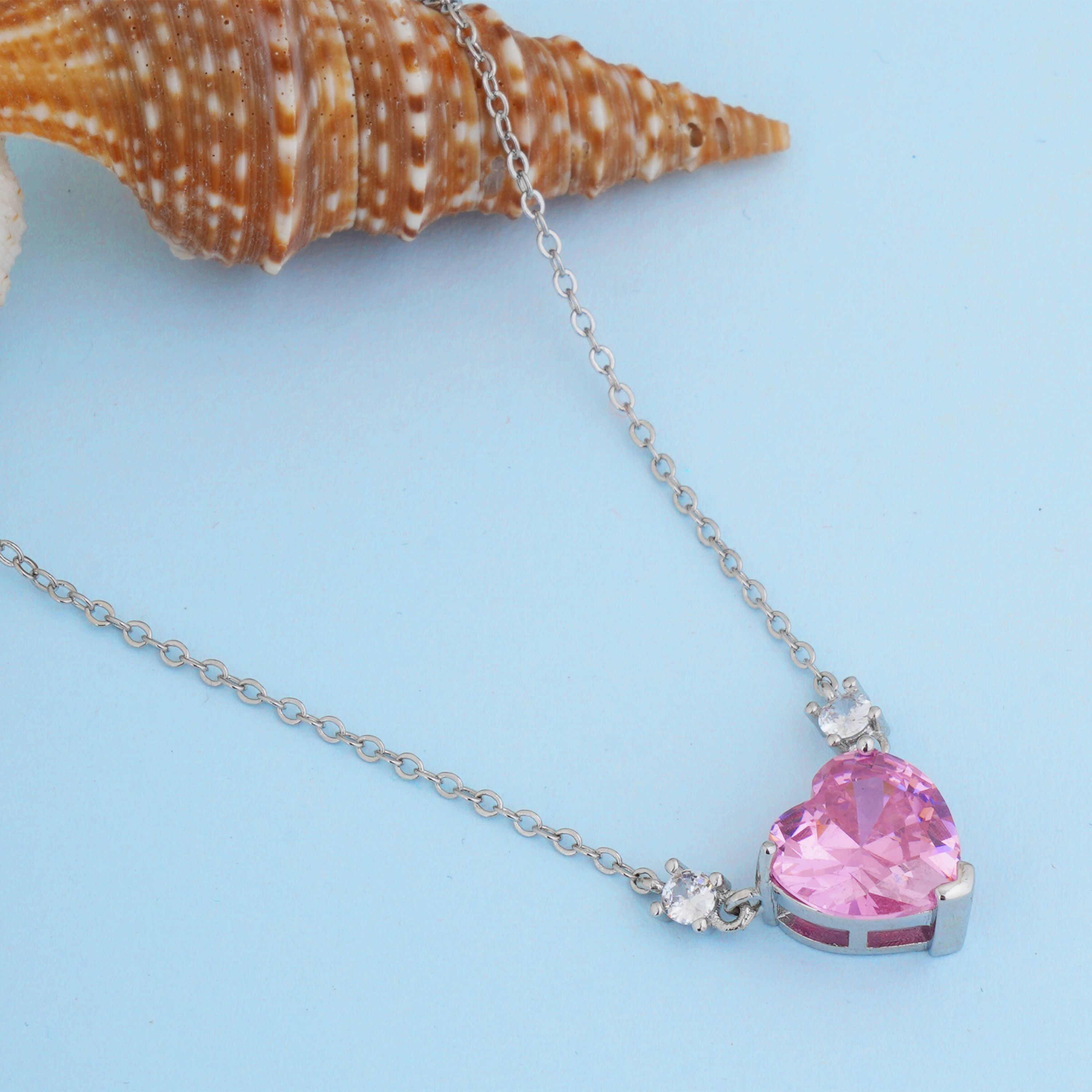 Trendy Silver Heart pendant chain for girls | Birthday Gift | Skin Safe