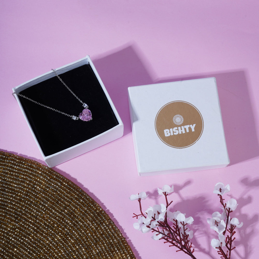 Trendy Silver Heart pendant chain for girls | Birthday Gift | Skin Safe