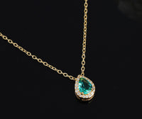 Green stone Drop pendant Anti Tarnish Anti Allergic chain girls women