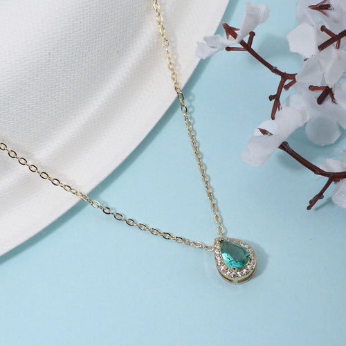 Green stone Drop pendant Anti Tarnish Anti Allergic chain girls women