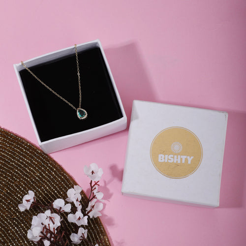 Green stone Drop pendant Anti Tarnish Anti Allergic chain girls women