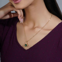 Classic Green stone pendant Anti Tarnish Anti Allergic chain girls women