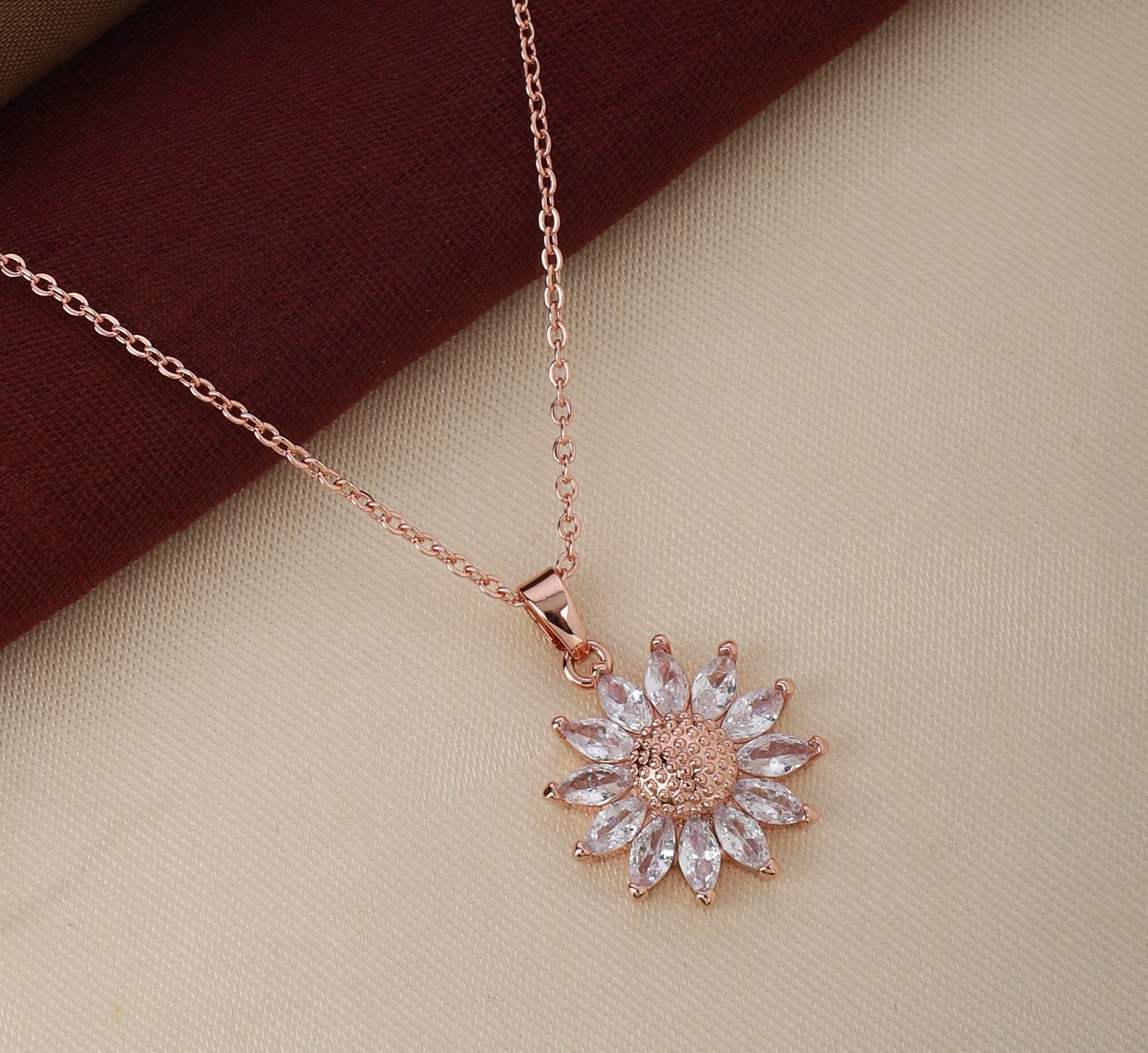 Rose Gold Flower Shaped pendant | Birthday Gift | Anniversary Gift |