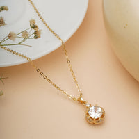 Classic Silver stone pendant Anti Tarnish Anti Allergic chain girls women