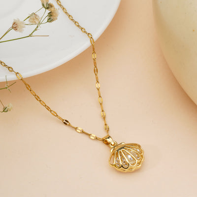 Gold Pearl Shell Pendant Chain for Girls Women|Stylish Chain for Every Occasion - Second Image