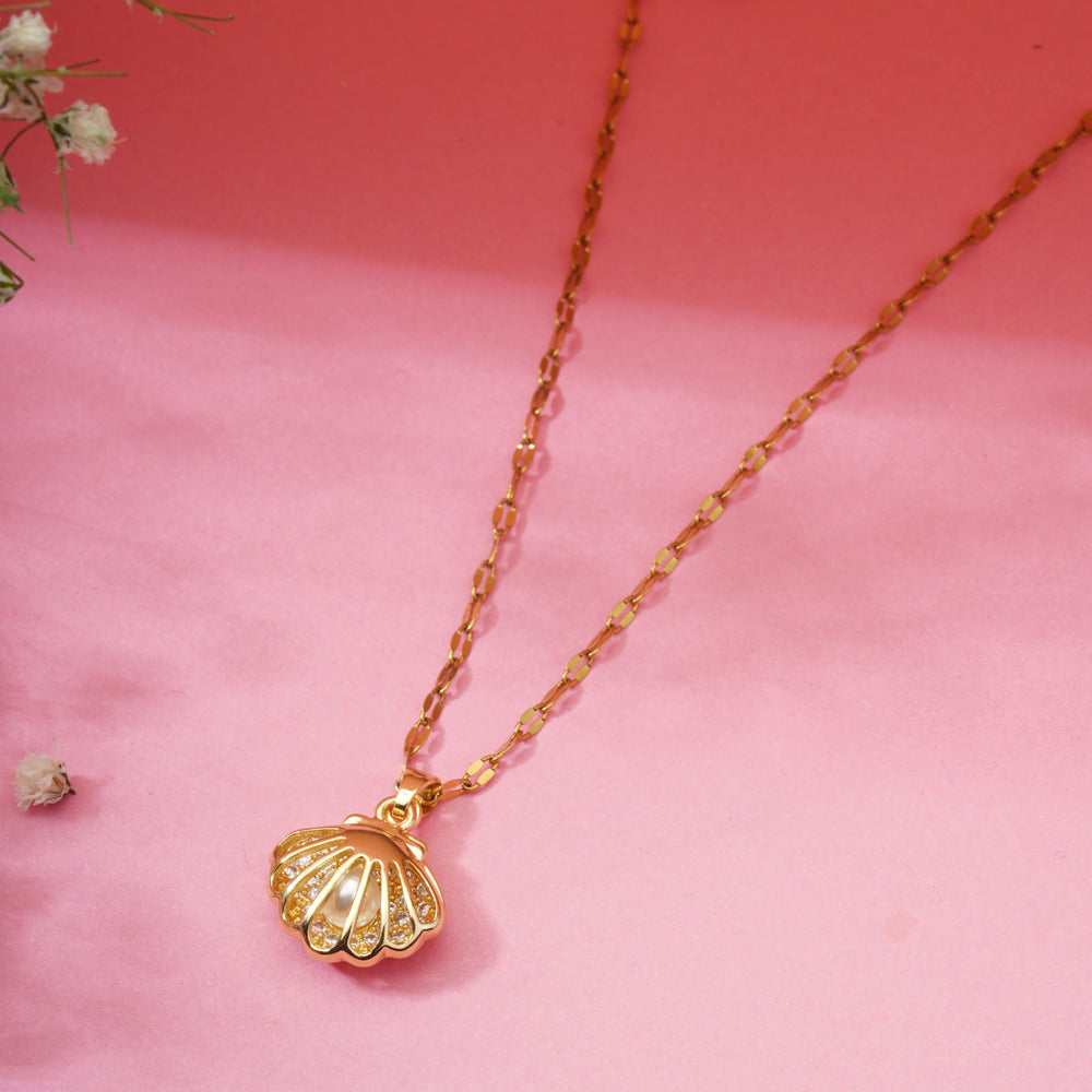 Gold Pearl Shell Pendant Chain for Girls Women|Stylish Chain for Every Occasion
