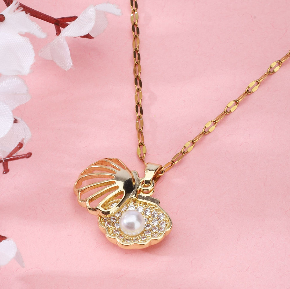 Gold Pearl Shell Pendant Chain for Girls Women|Stylish Chain for Every Occasion