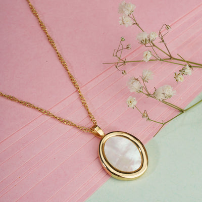 Gold Opal Circle Pendant Chain for Girls Women|Stylish Chain for Every Occasion - Second Image