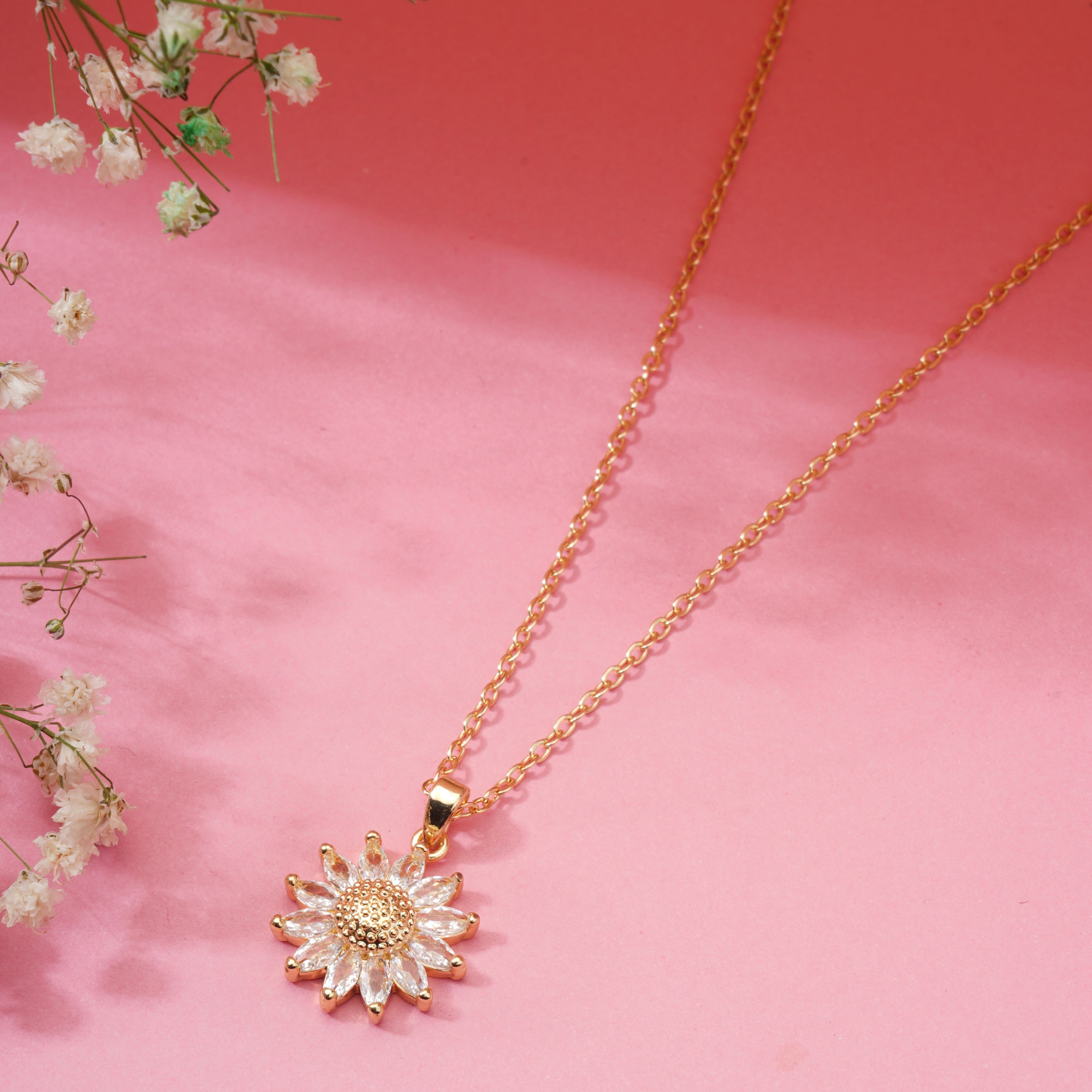 Gold Flower Shaped pendant for Girls Women| Birthday Gift | Anniversary Gift