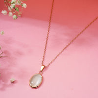 Ivory Opal Pendant Chain for Girls Women|Rose Gold Plated|Anniversary Gift|