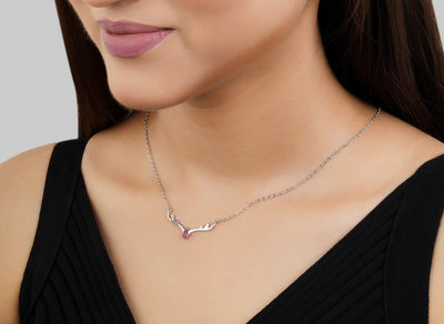 Pink Antler Pendant Chain for Girls Women|Birthday & Anniversary Gift| - Second Image