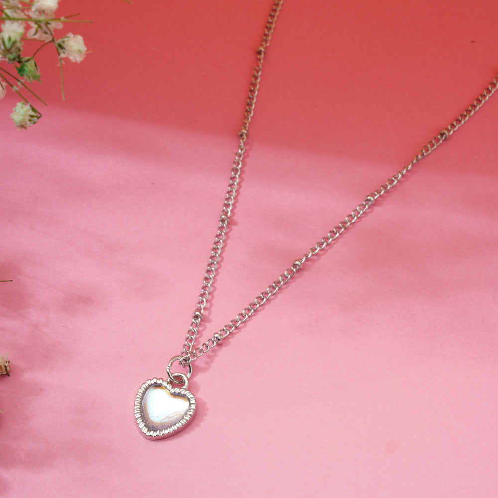 Silver Opal Heart Pendant Chain for Girls Women|Birthday & Anniversary Gift|