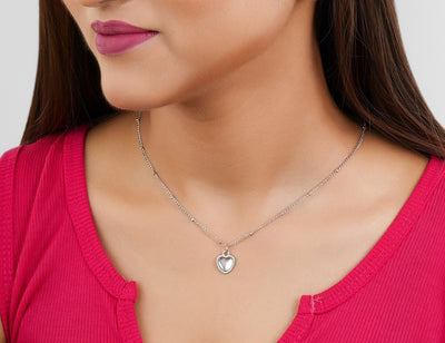 Silver Opal Heart Pendant Chain for Girls Women|Birthday & Anniversary Gift|