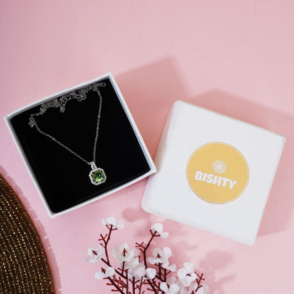 Purple Square Cut Pendant Chain for Girls Women|Birthday & Anniversary Gift|