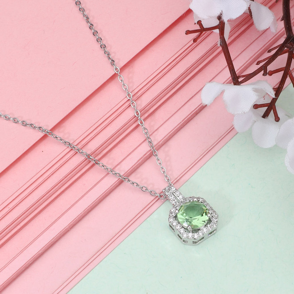 Green Square Cut Pendant Chain for Girls Women|Birthday & Anniversary Gift|