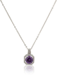 Purple Square Cut Pendant Chain for Girls Women|Birthday & Anniversary Gift|