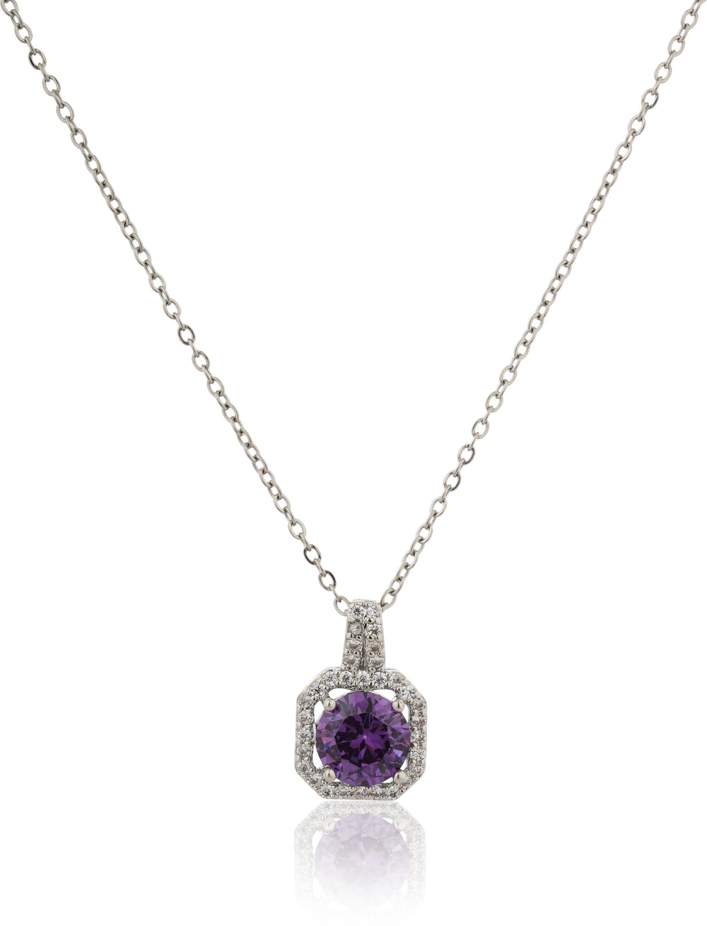 Purple Square Cut Pendant Chain for Girls Women|Birthday & Anniversary Gift|