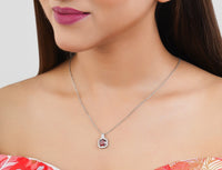 Red Square Cut Pendant Chain for Girls Women|Birthday & Anniversary Gift|