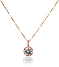 Rose Gold Round Cut Pendant Chain for Girls Women|Birthday & Anniversary Gift|