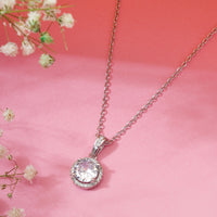 Rose Gold Round Cut Pendant Chain for Girls Women|Birthday & Anniversary Gift|