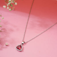 Ruby Cut Pendant Chain for Girls Women|Birthday Anniversary Gift|Anti Tarnish|