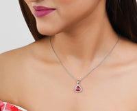 Ruby Cut Pendant Chain for Girls Women|Birthday Anniversary Gift|Anti Tarnish|